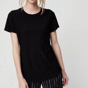 Aritzia Wilfred Swiss Dot Top Black Blouse Short Sleeves Size Small